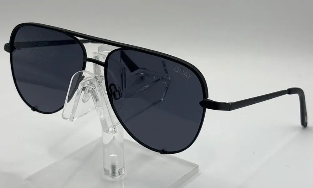 Quay High Key 126 Polarized Sunglasses Black Smoke Oversized Aviator 142